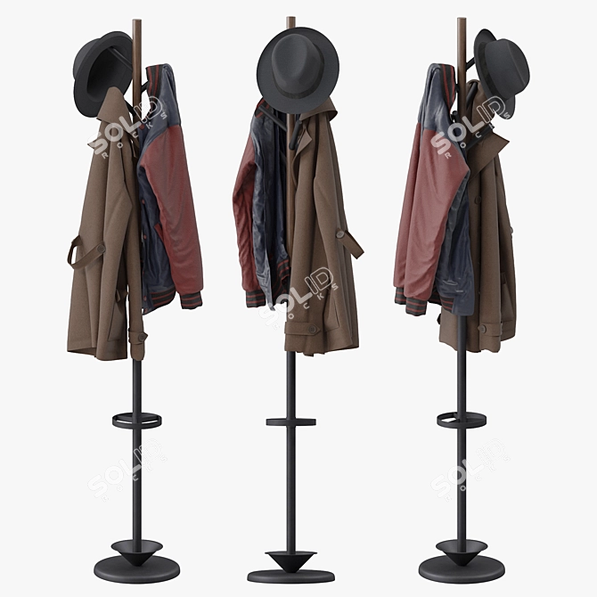 Modern Entryway Coat Rack Stand 3D model image 1