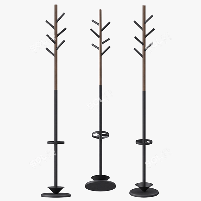 Modern Entryway Coat Rack Stand 3D model image 2