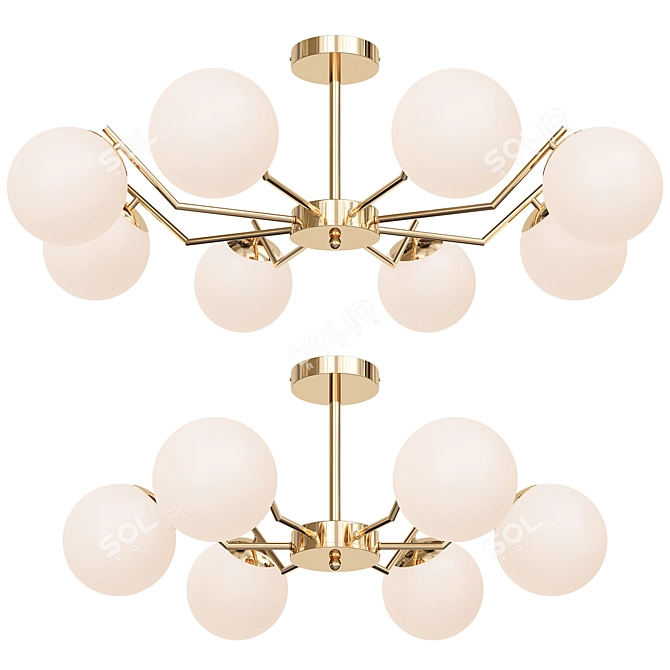 Luxury Brass Ceiling Lamp Set 3D model image 2