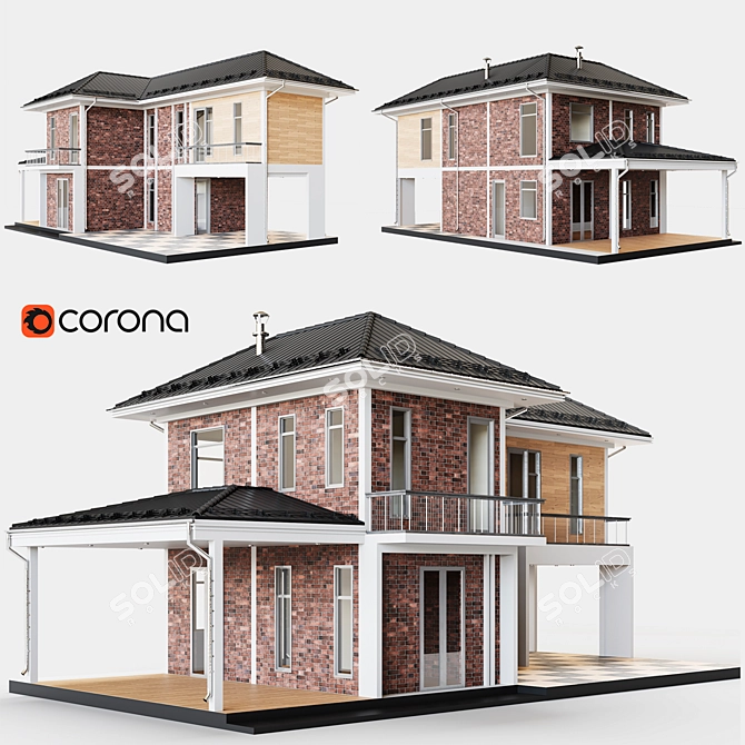 Modern Concrete-Plank House Project 3D model image 1