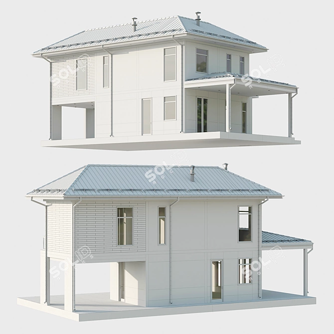 Modern Concrete-Plank House Project 3D model image 10