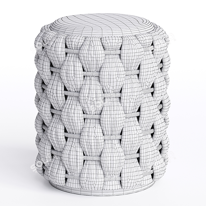 Elegant Brass & Velvet Footstool 3D model image 2