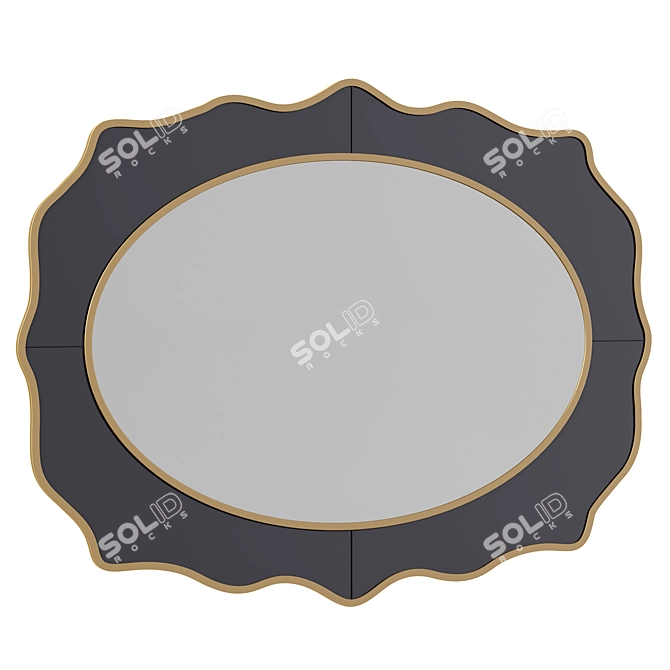 Elegant Oval Beveled Black Mirror 3D model image 1