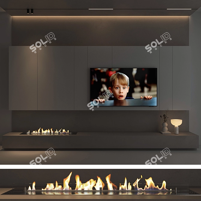 Modern 65" TV Wall Set 3D model image 2