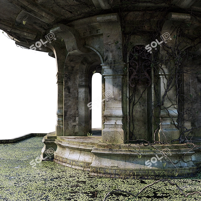 Overgrown Vintage Fountain 3D model image 3