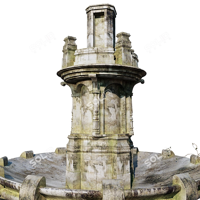 Overgrown Vintage Fountain 3D model image 6