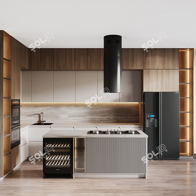 Flexible Kitchen Set with High-Quality Appliances 3D model image 1