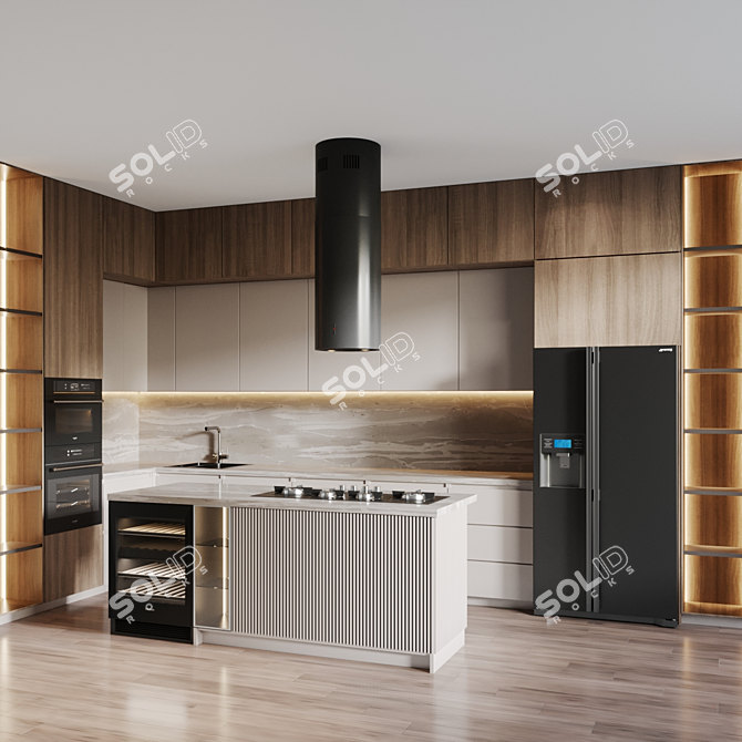 Flexible Kitchen Set with High-Quality Appliances 3D model image 2