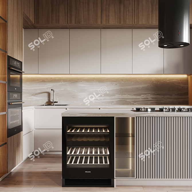 Flexible Kitchen Set with High-Quality Appliances 3D model image 3