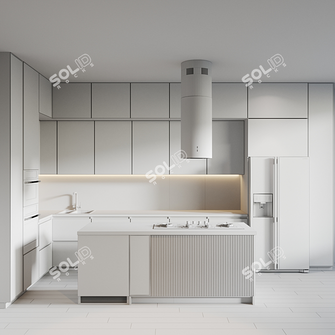 Flexible Kitchen Set with High-Quality Appliances 3D model image 4