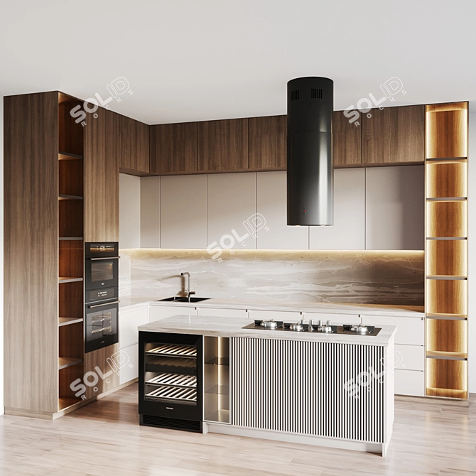 Flexible Kitchen Set with High-Quality Appliances 3D model image 5