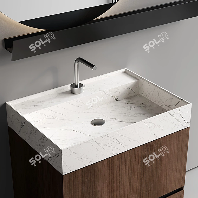 Modern Vanity Set with Mirror 3D model image 2