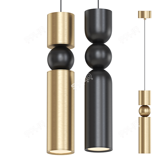 Brass LED Pendant Light Niord 3D model image 1