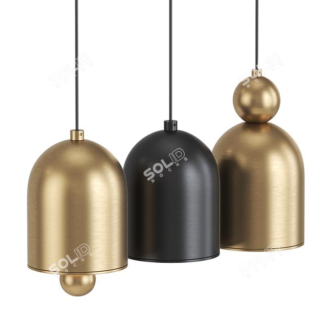 Brass Matte LED Pendant Light 3D model image 2