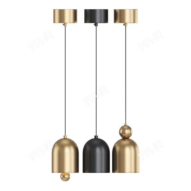 Brass Matte LED Pendant Light 3D model image 3