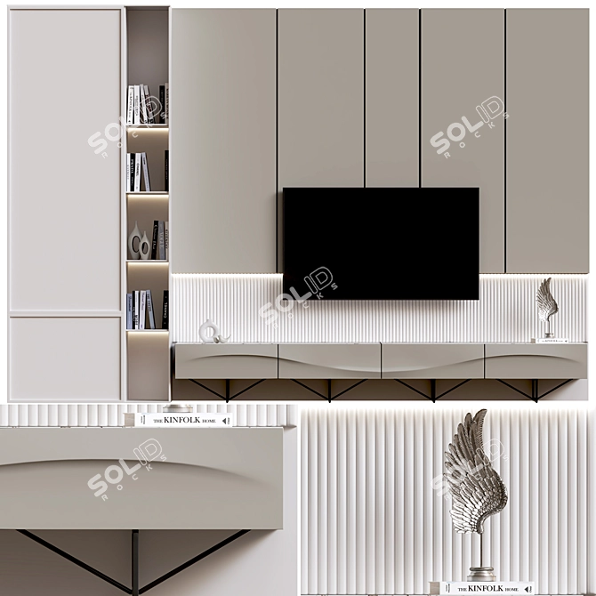 Modern TV Wall Unit Display 3D model image 1