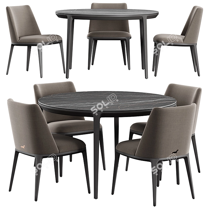 Round Modern Furniture Set: Chair & Table 3D model image 1