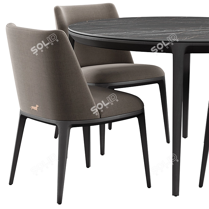 Round Modern Furniture Set: Chair & Table 3D model image 3