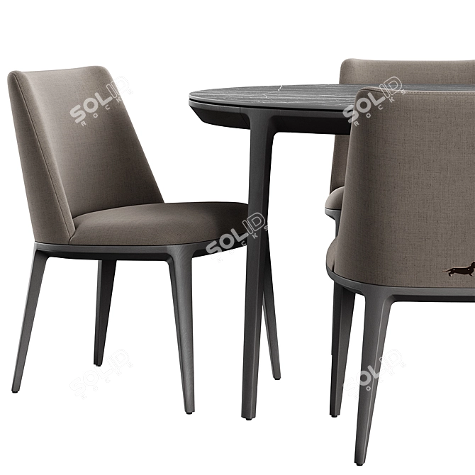 Round Modern Furniture Set: Chair & Table 3D model image 4