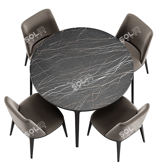 Round Modern Furniture Set: Chair & Table 3D model image 5