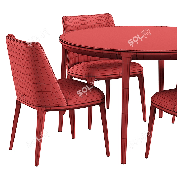 Round Modern Furniture Set: Chair & Table 3D model image 6