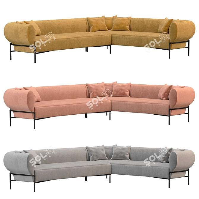 Modern Madda Sectional Sofa Set 3D model image 1