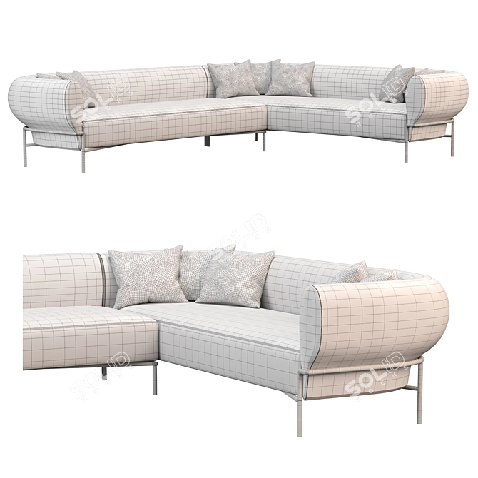 Modern Madda Sectional Sofa Set 3D model image 2