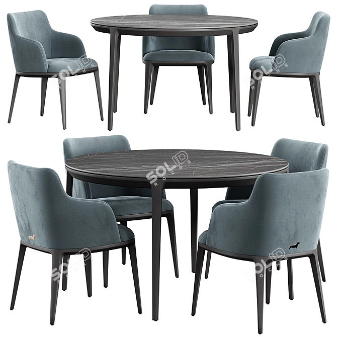 Modern Round Form Chair and Table 3D model image 1