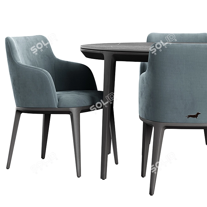 Modern Round Form Chair and Table 3D model image 4