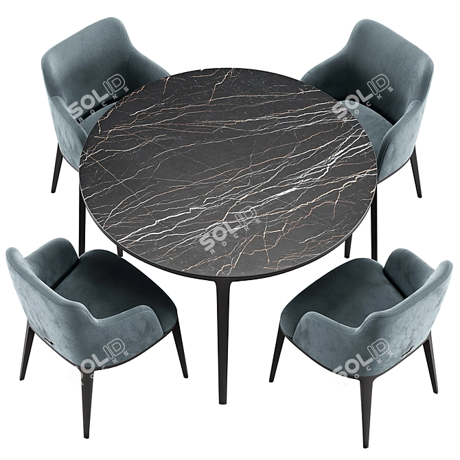 Modern Round Form Chair and Table 3D model image 5