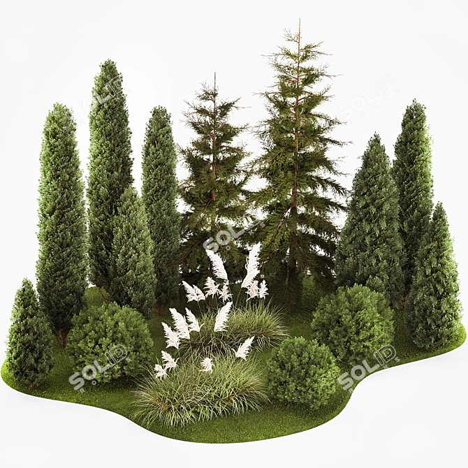 Urban Greenery Set: Cypress, Thuja, Juniper 3D model image 2