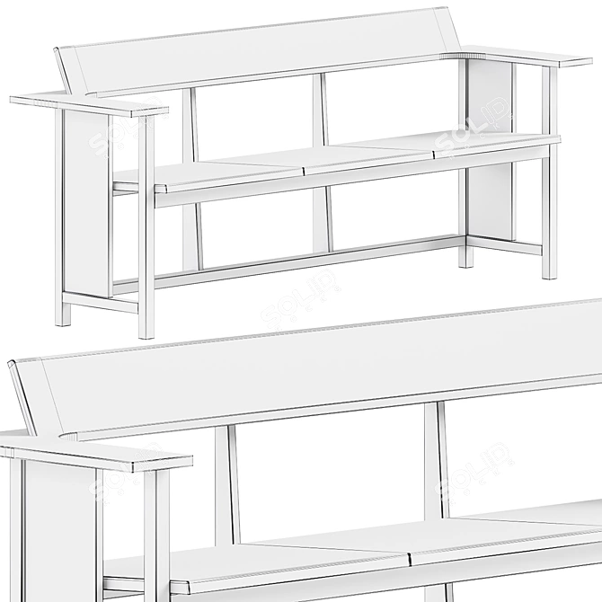 Modern Minimalist Clerici Bench 3D model image 4