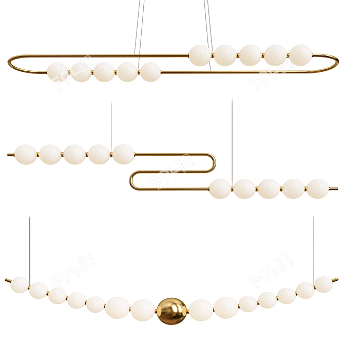 Contemporary Copper LED Chandelier - 120x120 cm 3D model image 1