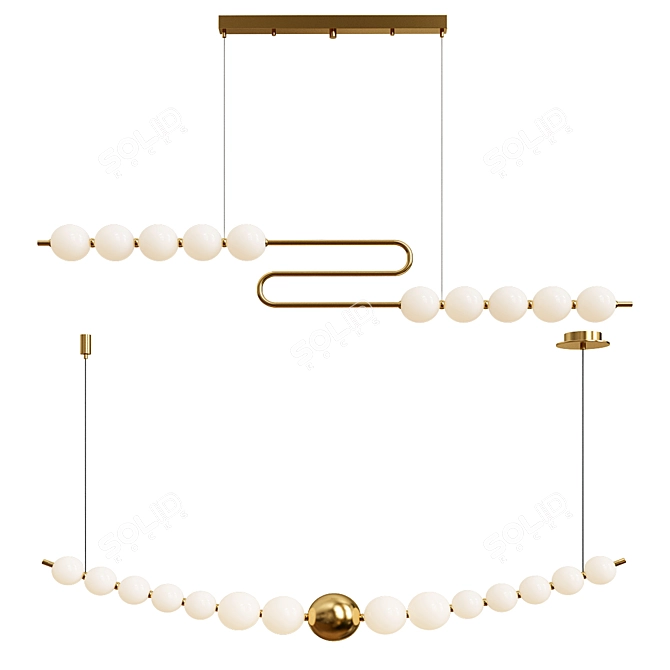 Contemporary Copper LED Chandelier - 120x120 cm 3D model image 2