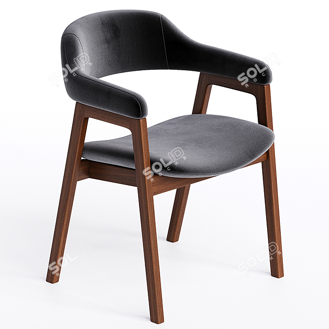 Modern Upholstered Dining Armchair 3D model image 2