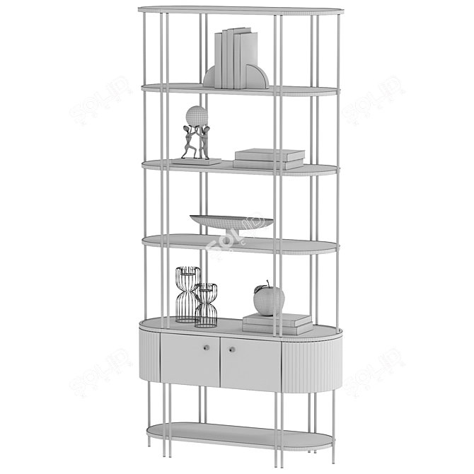 Brass-Based Shelf with Drawer 3D model image 7