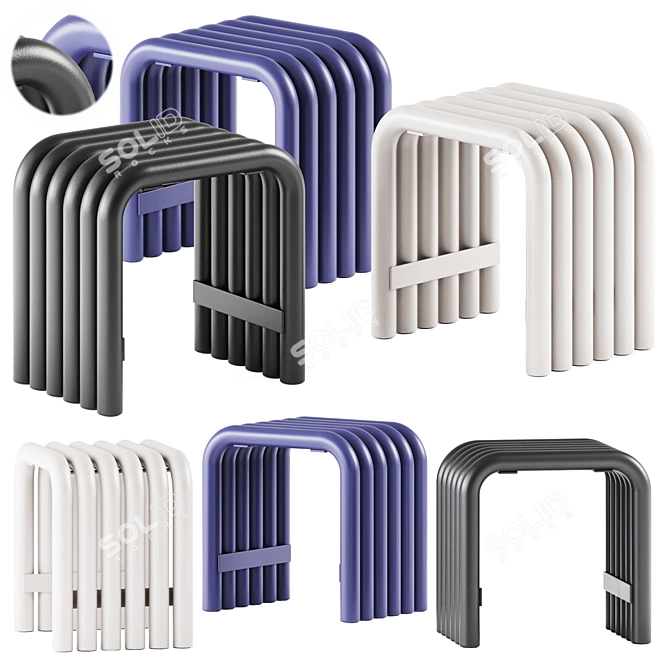 Sleek Nokk Table Stool Set 3D model image 1