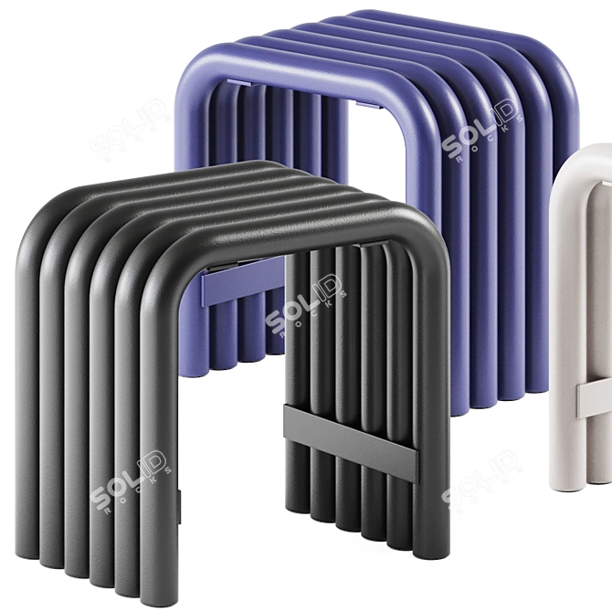 Sleek Nokk Table Stool Set 3D model image 2