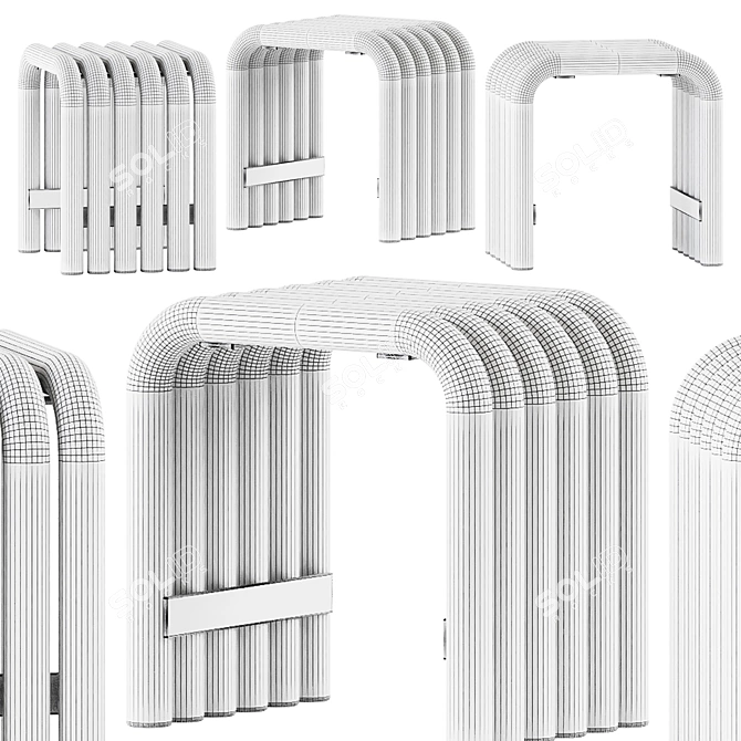 Sleek Nokk Table Stool Set 3D model image 4