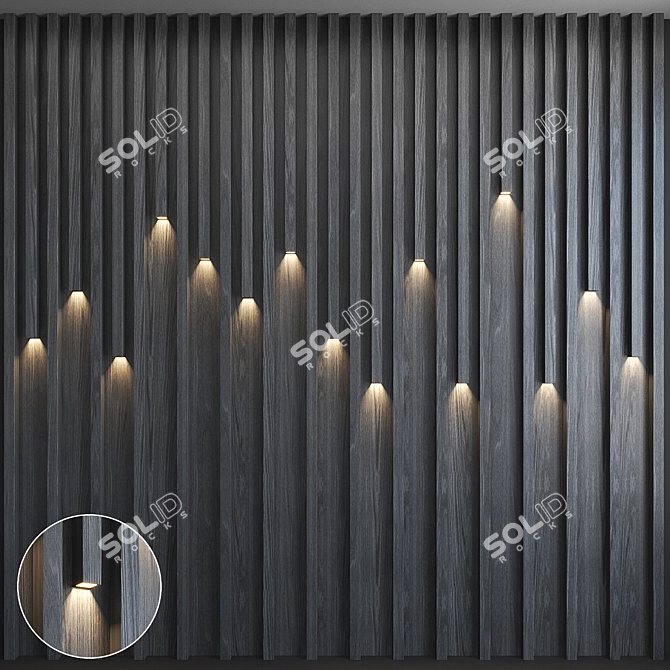 Pine Fluted 3D Panel Light 3D model image 1