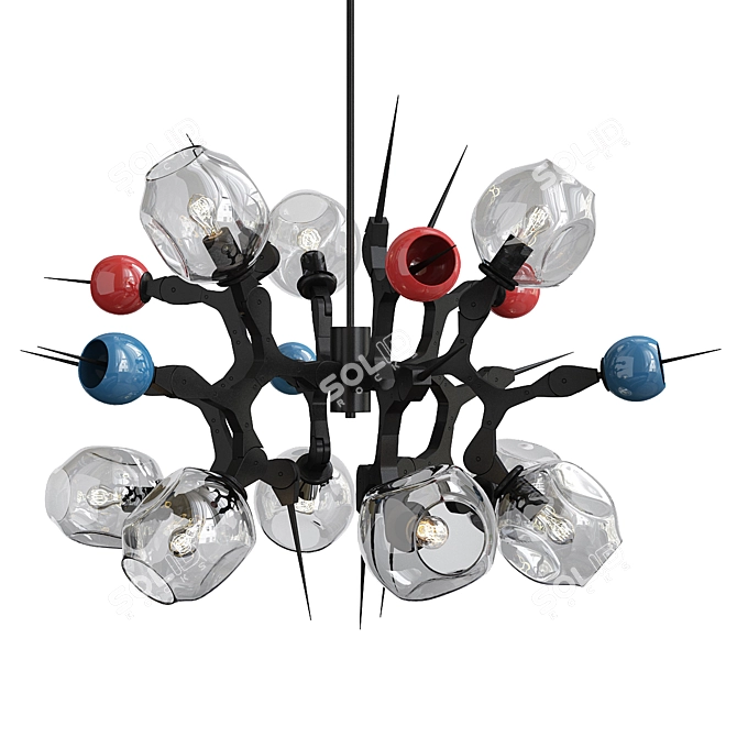 Vibrant Bang Multi-Color Chandelier 3D model image 1