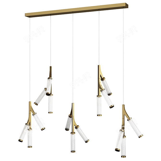 Branches Gold Chandelier Cylinder Ocean 3D model image 1