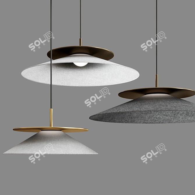 Italian Metal Asia LED Pendant 3D model image 3