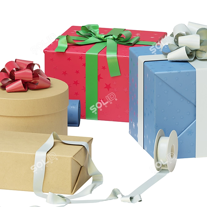 Gifts and Packaging Set - Festive Deco 3D model image 2