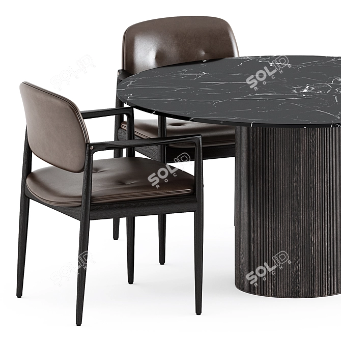 Modern Dining Chair & Table Set 3D model image 2