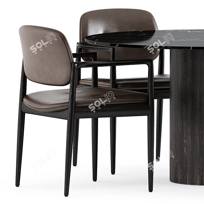 Modern Dining Chair & Table Set 3D model image 3