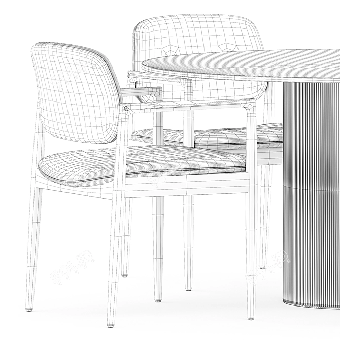 Modern Dining Chair & Table Set 3D model image 5