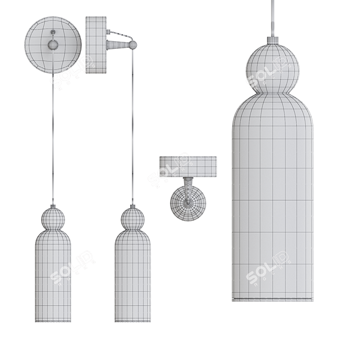 Brass Cylinder LED Wall Sconce 3D model image 4