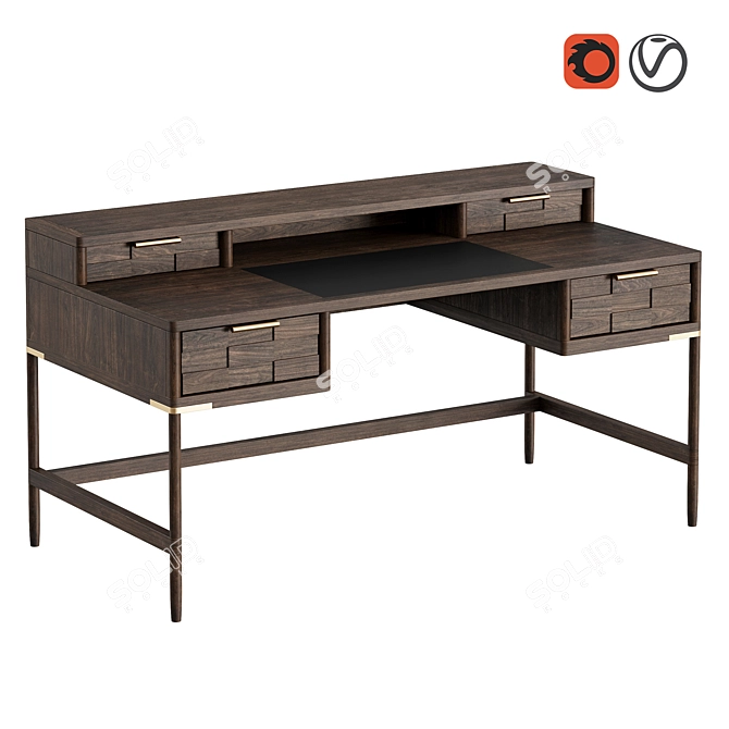 Oak Texture Writing Desk 3D model image 1