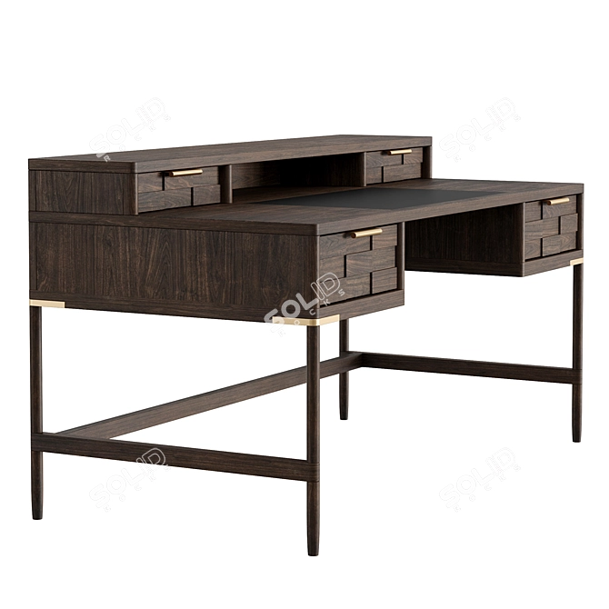 Oak Texture Writing Desk 3D model image 3